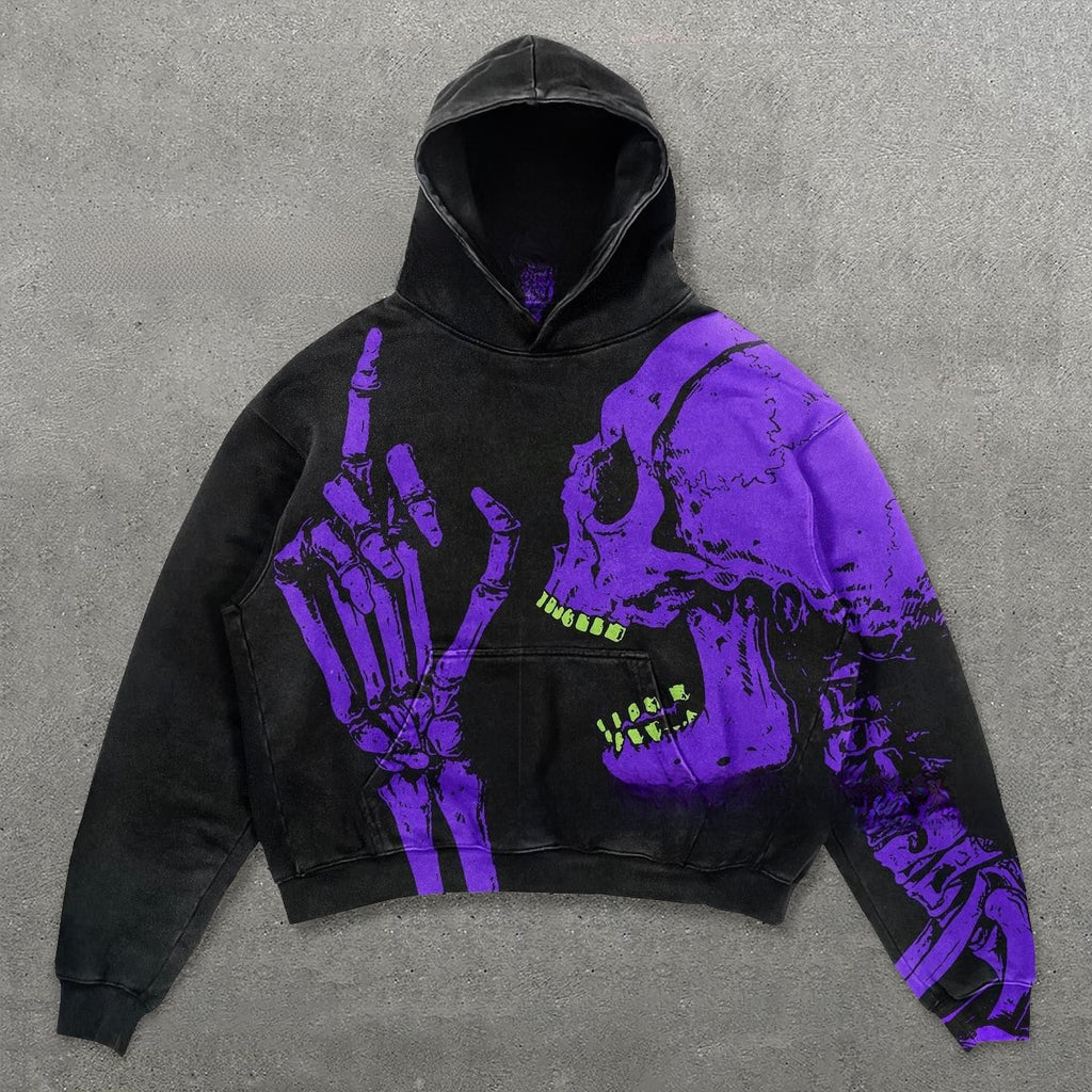 Skull Print Hooded Sweatshirt