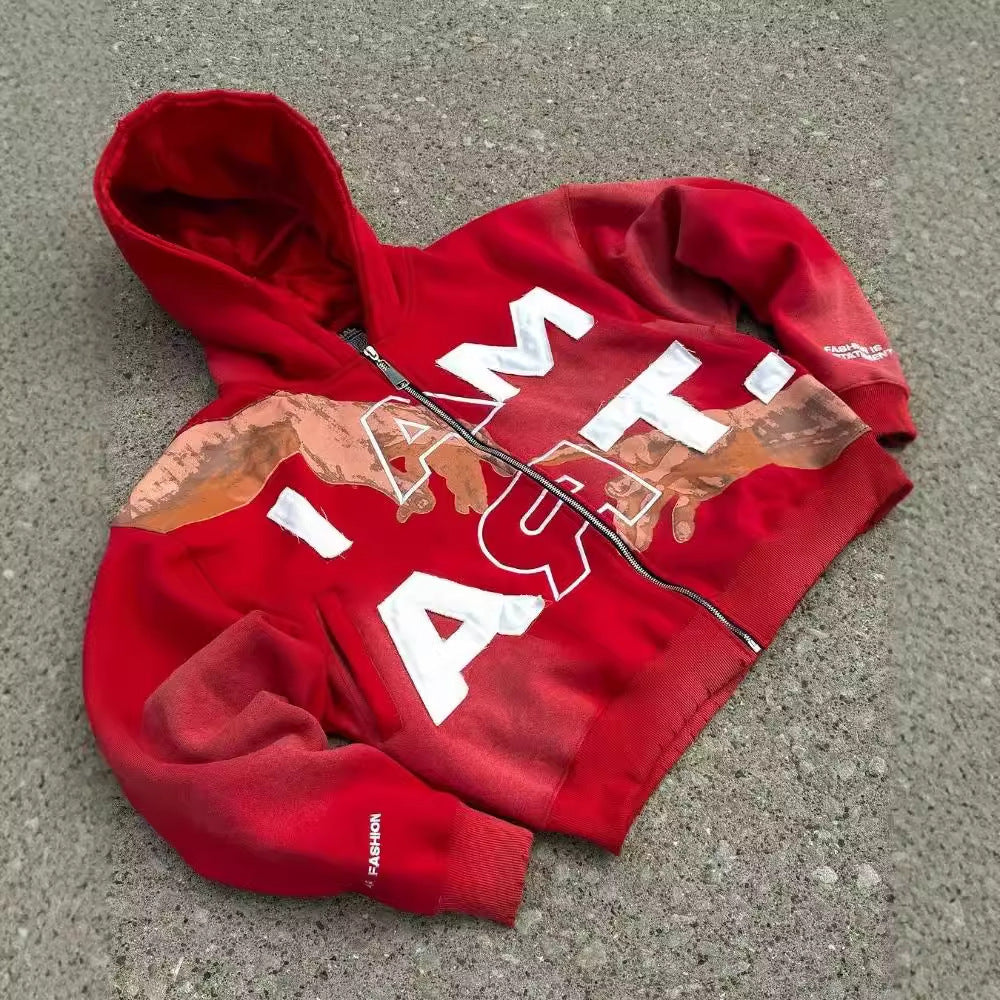 Colorful Letter Print Hooded Sweatshirts