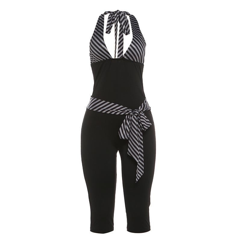 V-Neck Halter Tie Jumpsuit