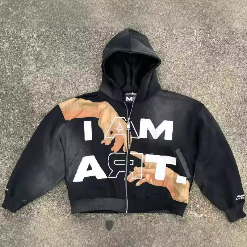 Colorful Letter Print Hooded Sweatshirts