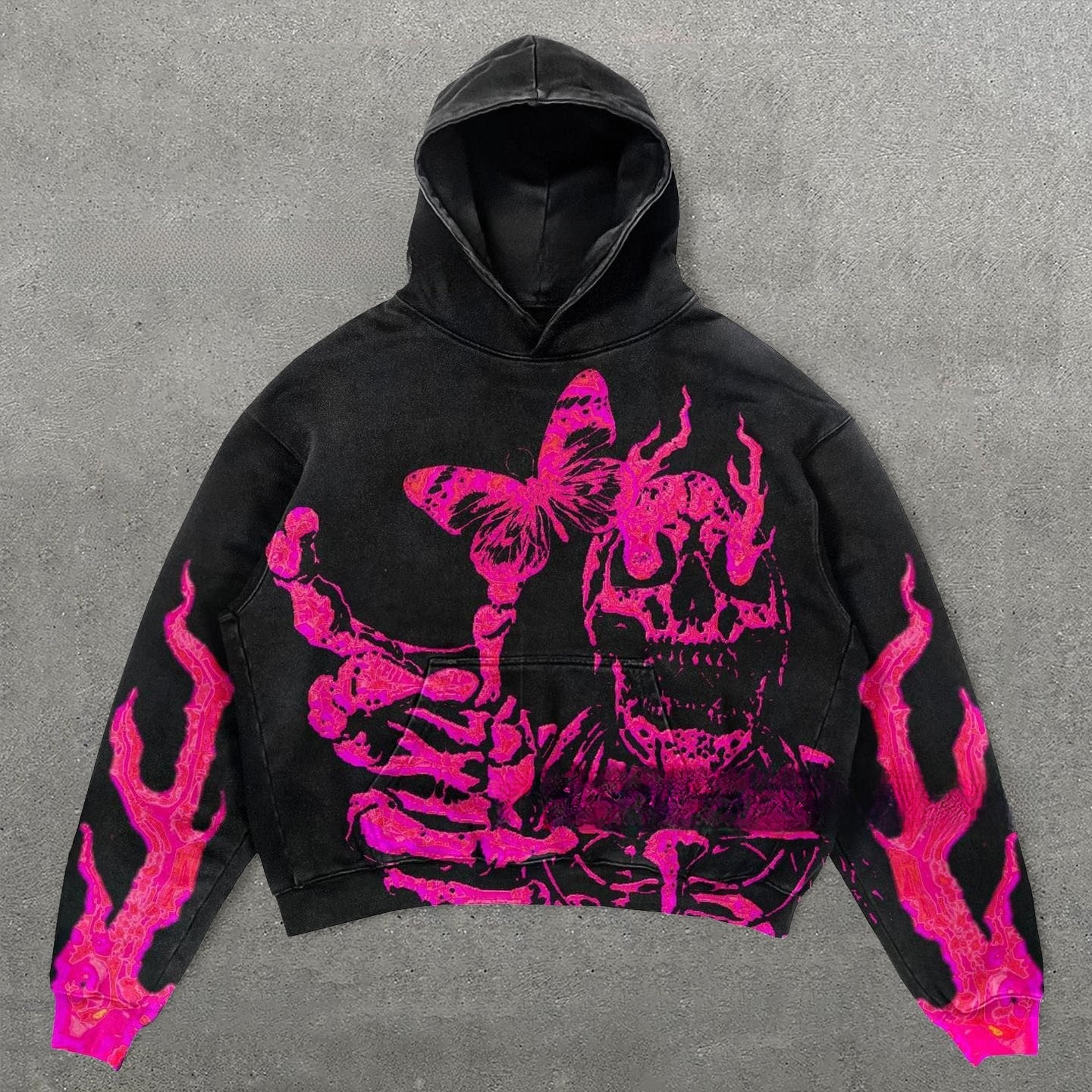 Skull Print Hooded Sweatshirt