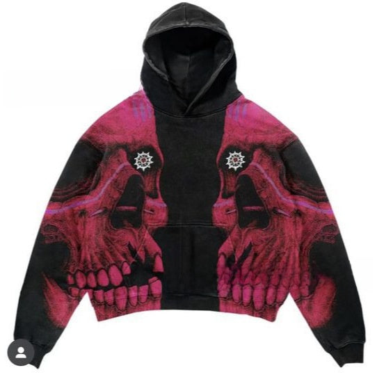 Skull Print Hooded Sweatshirt